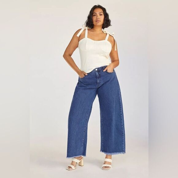 Anthropology Maeve Structured Tie Tank Sz L Cream/ White - Picture 4 of 11